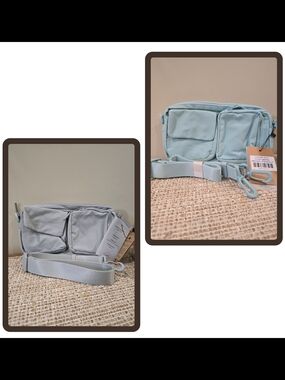 Ampere Creations Light Blue And Grey Crossbody Bags with Front Pockets.